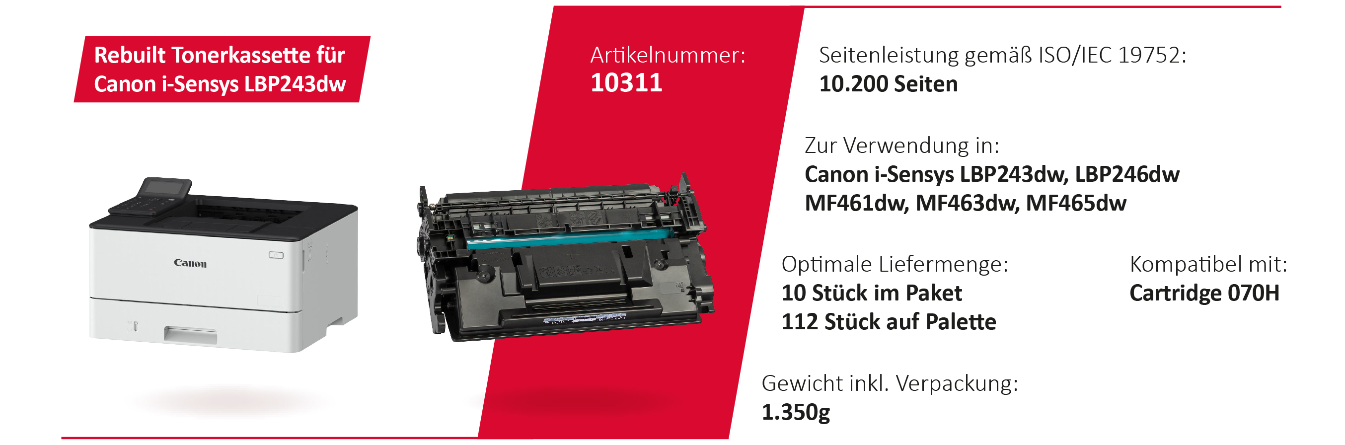 Erweiterung unserer Produktpalette - Rebuilt-Toner kompatibel mit Canon® Cartridge 070H