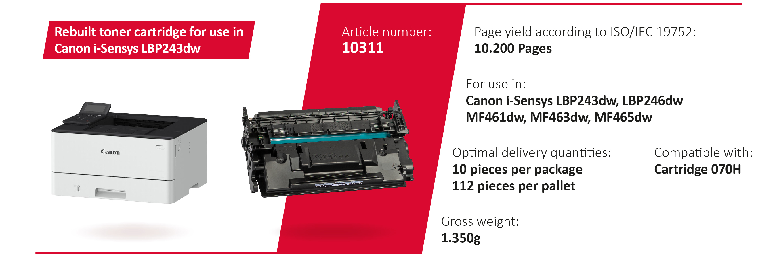 We expand our product range - rebuilt toner cartridge compatible with Canon® Cartridge 070H