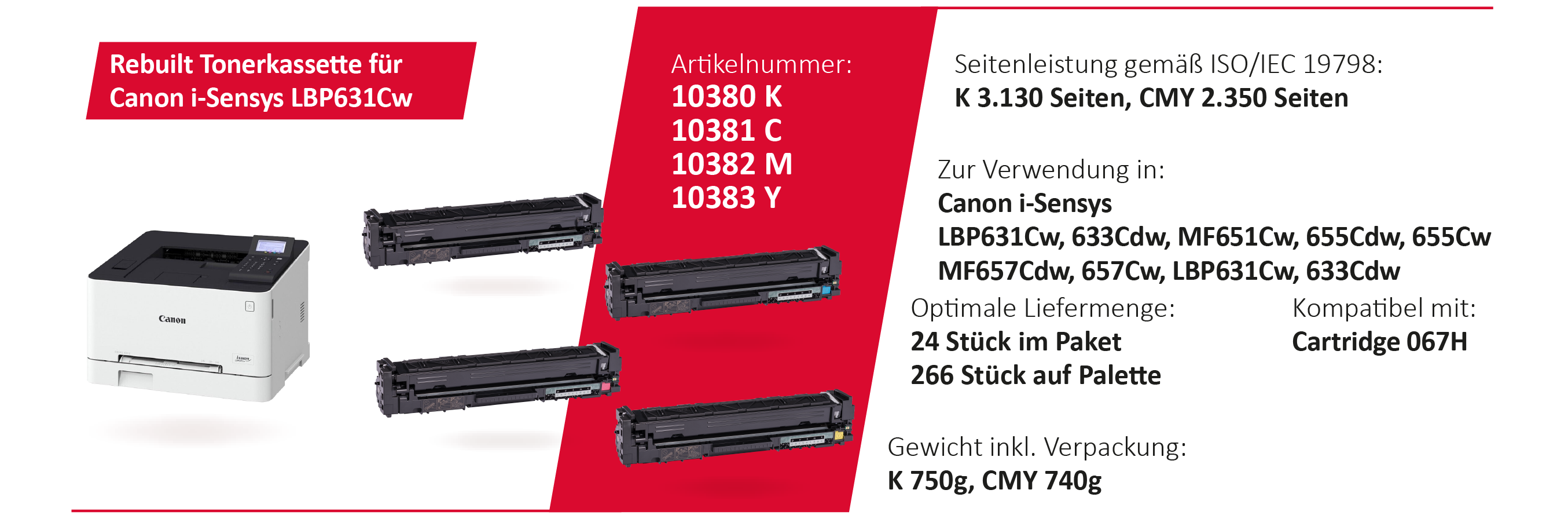 Erweiterung unserer Produktpalette - Rebuilt Toner kompatibel mit Canon® Cartridge 067H