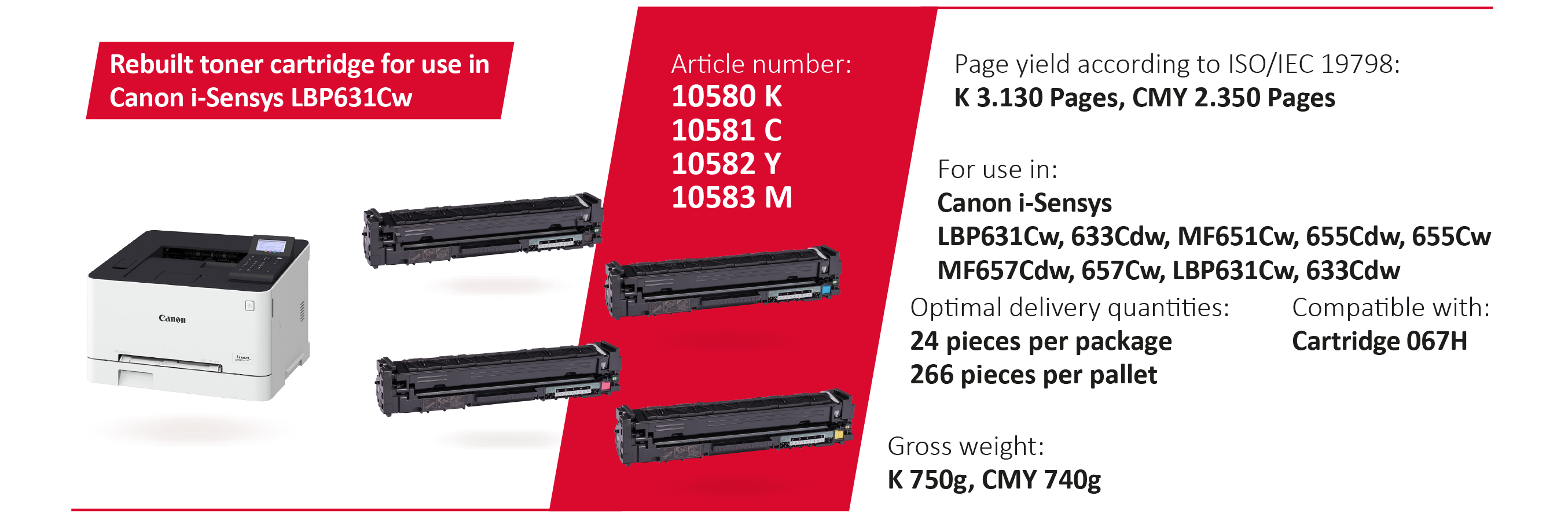 Expansion our product range - rebuilt toner cartridge compatible with Canon® Cartridge 067H