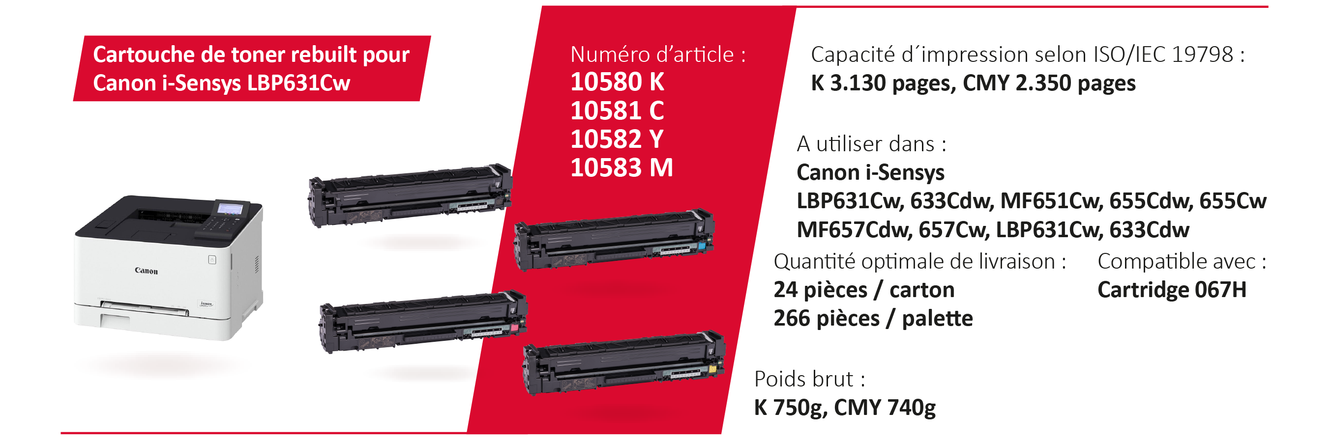 Extension de notre gamme de produits – Cartouche laser remanufacturée compatible avec Canon® Cartridge 067H