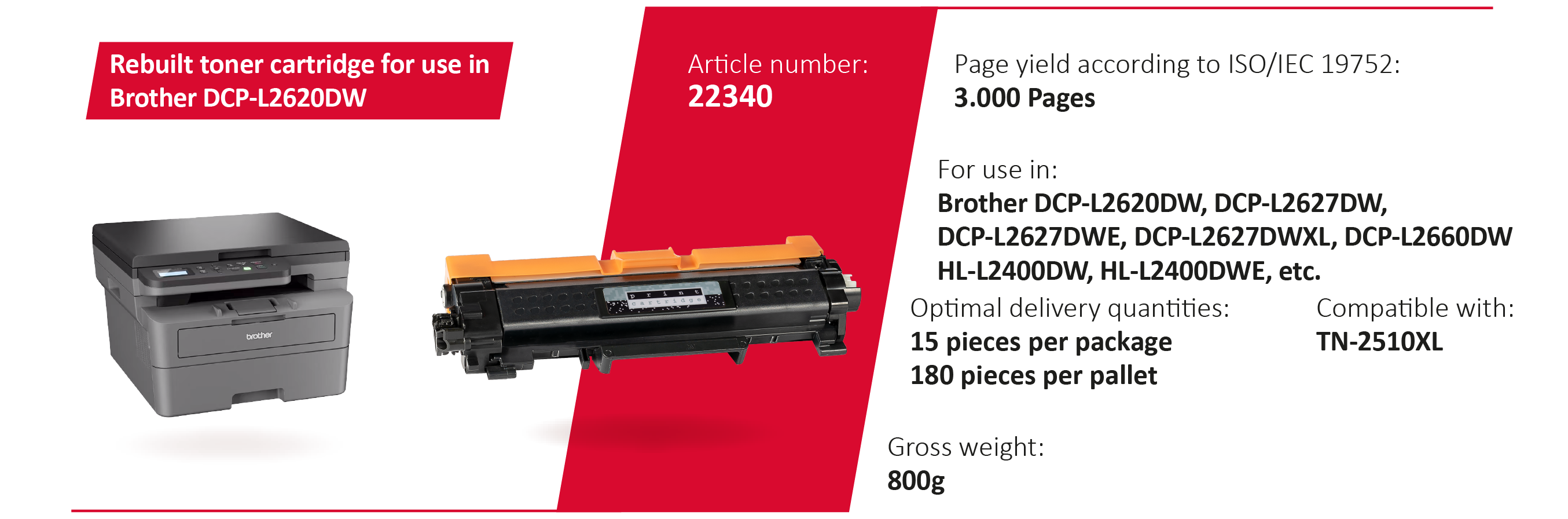 New rebuilt alternative to Brother® TN-2510 XL
